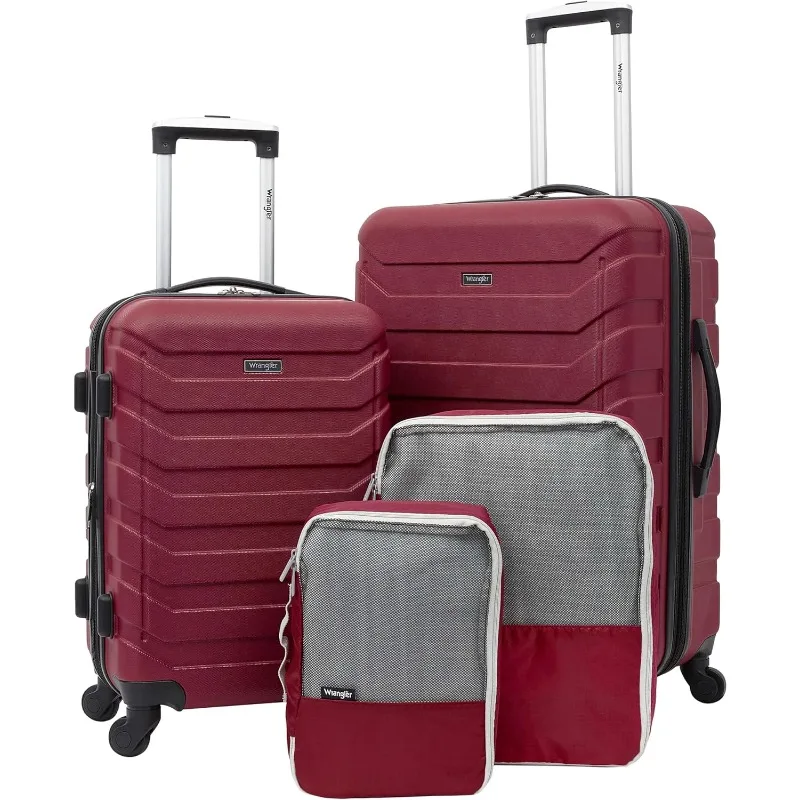 

Wrangler 4 Piece Elysium Luggage and Packing Cubes Set, Red