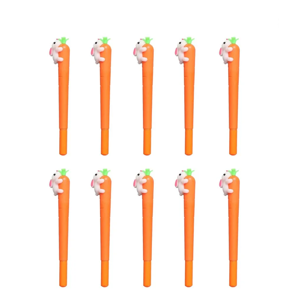 

10pcs 05mm Carrot Shaped Black Ink Gel Pen Rabbit Gel Pen for School Office Student