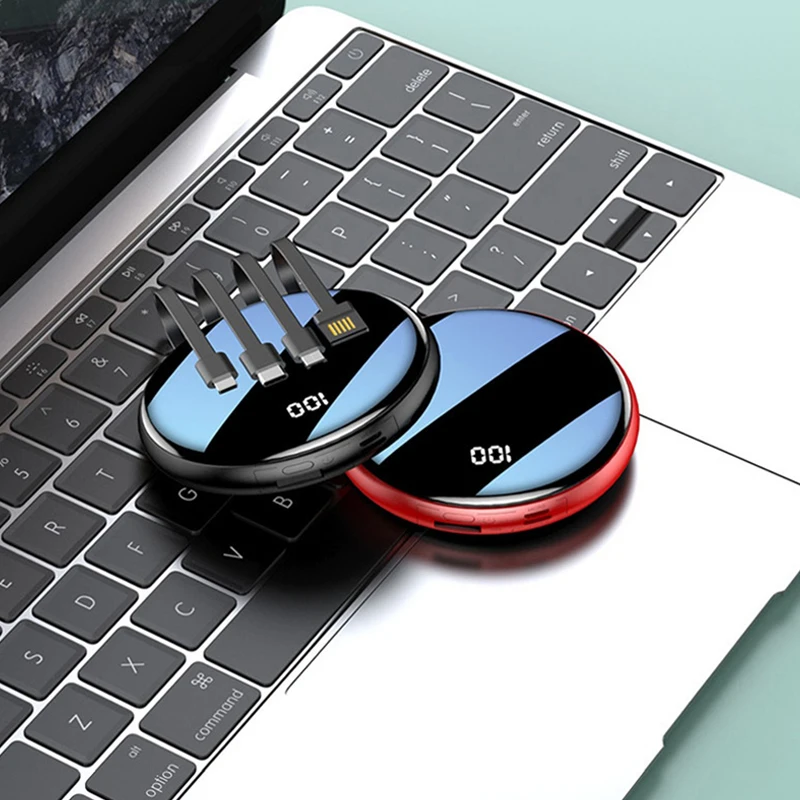 Mini Power Bank 20000mAh with Mirror Screen USB C Powerbank for iPhone 16 Samsung Xiaomi Huawei Portable Charger Spare Battery 2