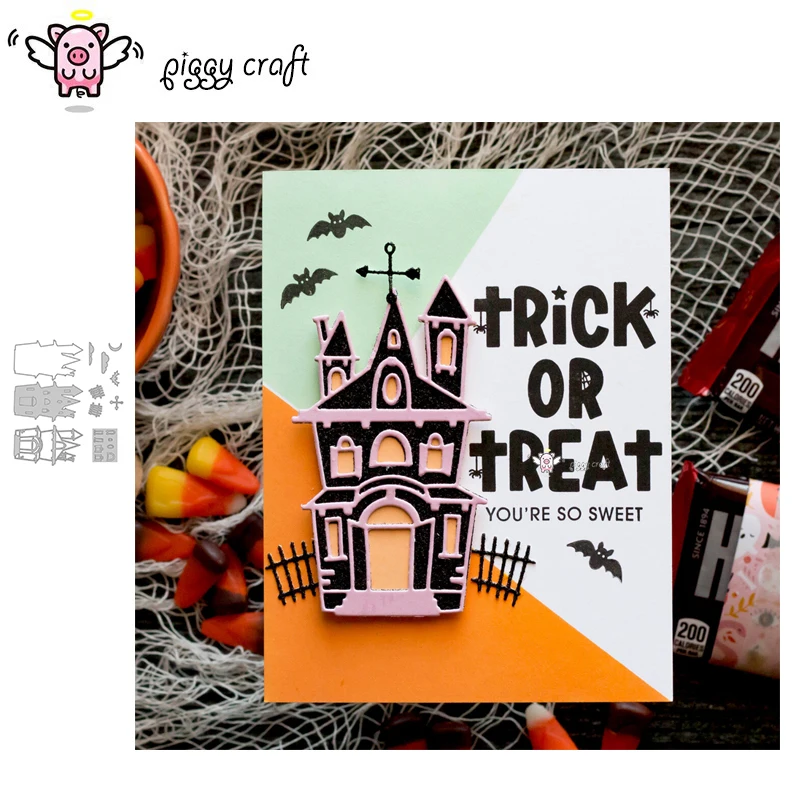 Piggy Craft Metal Cutting Dies Cut Die Mold Halloween House Scrapbook Paper Craft Knife Mold Blade Punch Stencil Dies