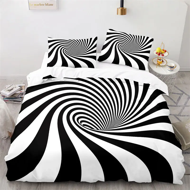 

Abstract Geometric Duvet Cover Psychedelic Spiral Swirl Bedding Set 3D Tunnel Comforter Cover Twin Queen For Kids Adults Decor