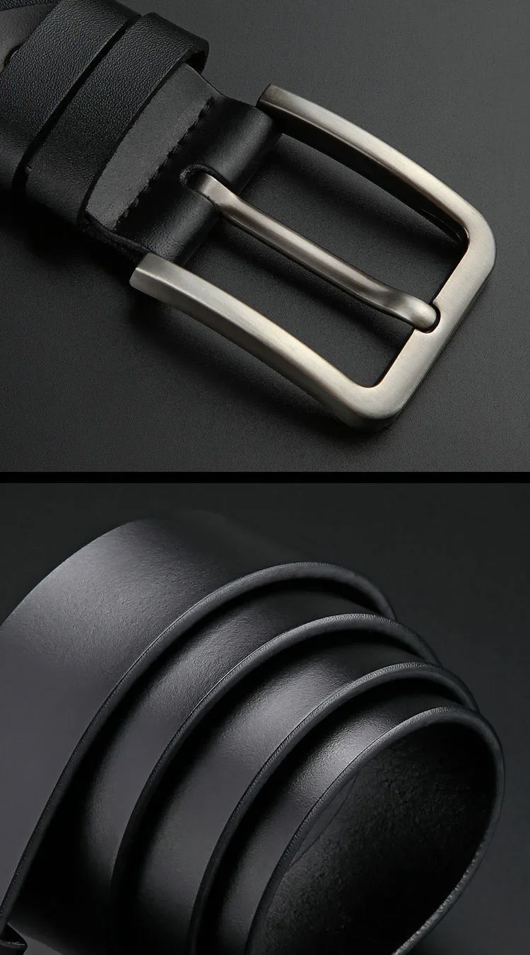 Mens Luxury PU Leather Belt - Alloy Square Pin Buckle Designer Jeans Accessory