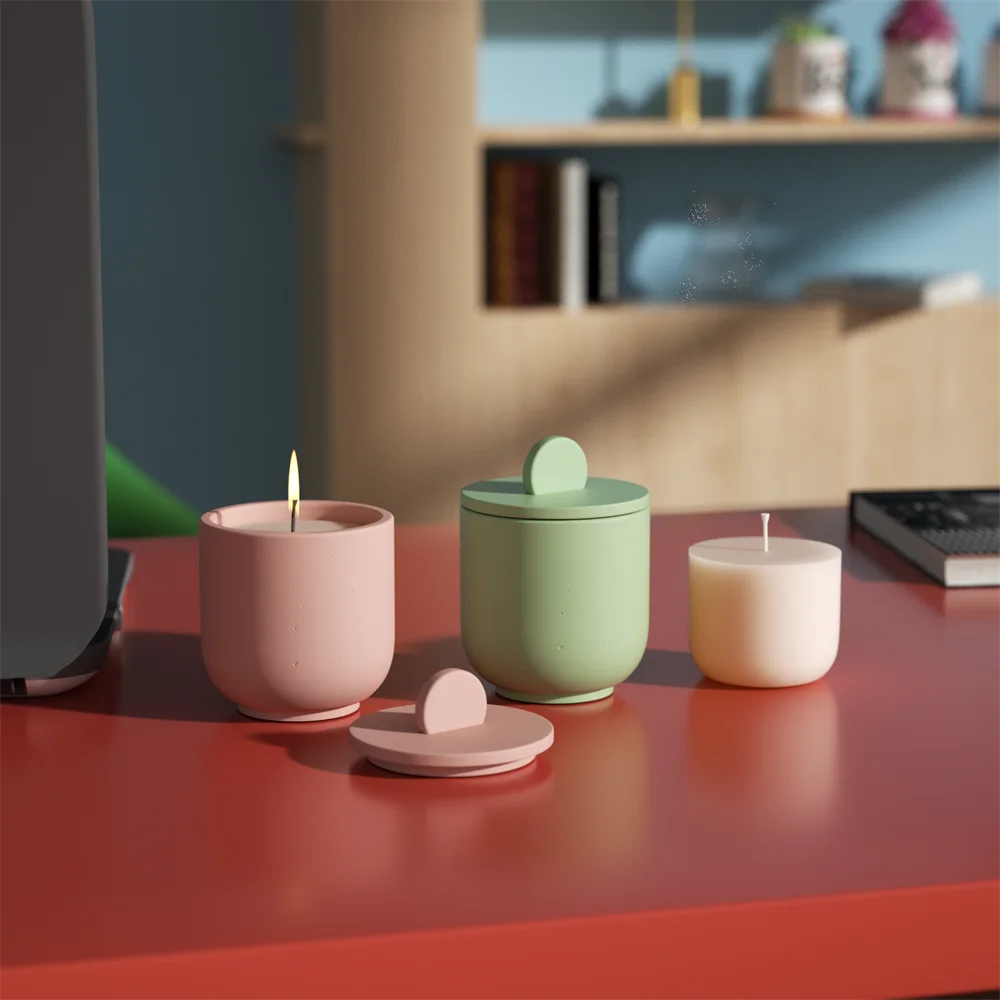 3.5OZ Minimalist Concrete Candle Jar with Lid Silicone Mold Handmade Sustainable Candle Refill Mold Boowan Nicole