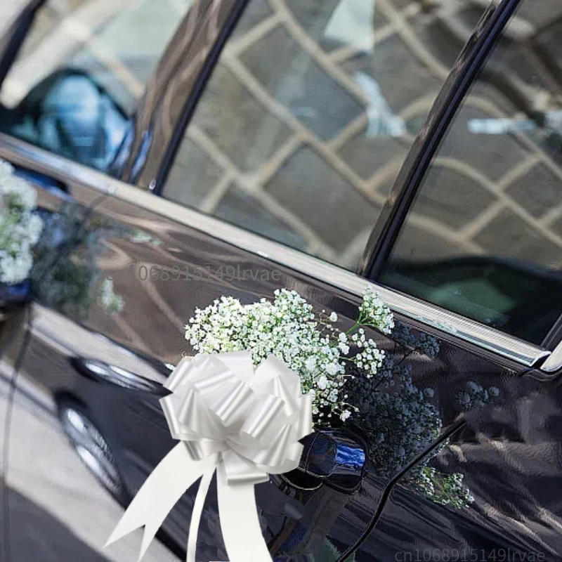 30pcs White Ribbon Bow Wedding Car Gift Wrap Craft Birthday Party Supplies Pew End Chairs DIY Decoration Christmas Home Decor