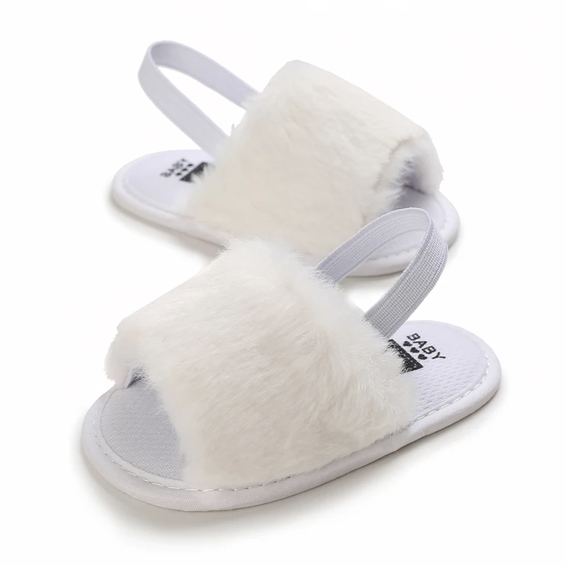 Elastic straps, soft soles, anti slip slippers, soft and comfortable synthetic fur baby sandals