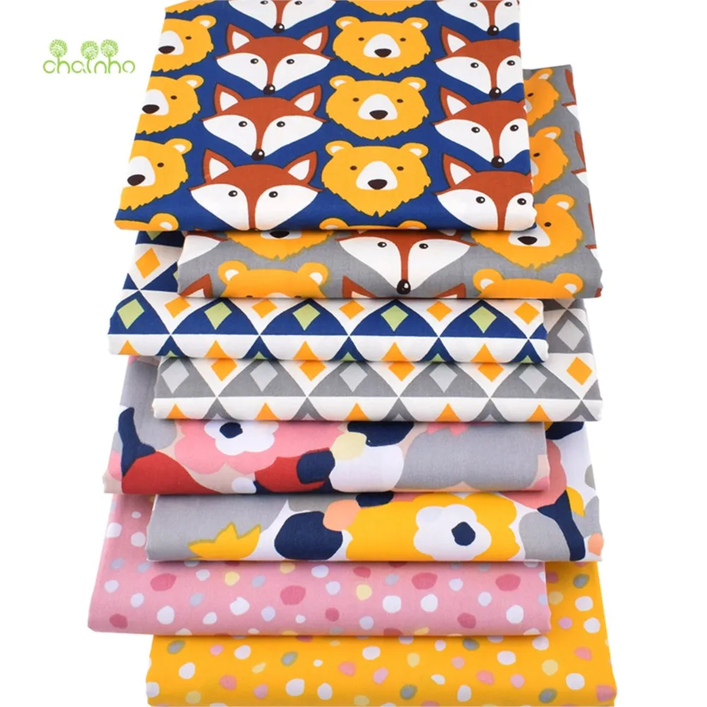 Chainho,Printed Twill Weave Cotton Fabric,DIY Quilting Sewing Material,Patchwork Cloth,Cartoon Series,8 Designs,2 Sizes,15C68