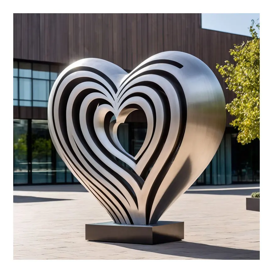 Wholesale contemporary red heart sculpture mall stainless steel 4