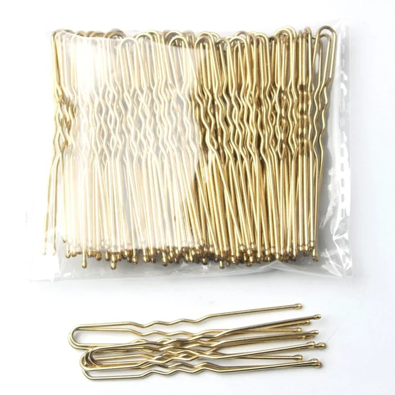 50/100pcs 블랙/골드 U 모양의 머리핀 흔들며 머리 클립 바비 핀 금속 합금 자용 머리 장식 악세사리 헤어 스타일링 액세서리