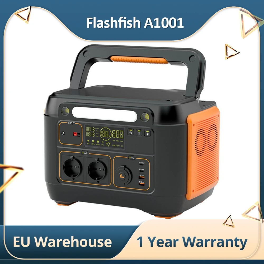 Flashfish A1001 Centrale Elettrica Portatile Da 1000W, Generatore Solare Da 1030Wh/278400Mah, Porte Ac A Onda Sinusoidale Pura, 7 Uscite