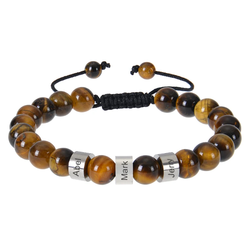 Bracciale da uomo personalizzato con blocchi di nomi, braccialetto per papà con nomi dei bambini, braccialetto per la famiglia, regalo di compleanno/festa del papà per padre/marito/fidanzato