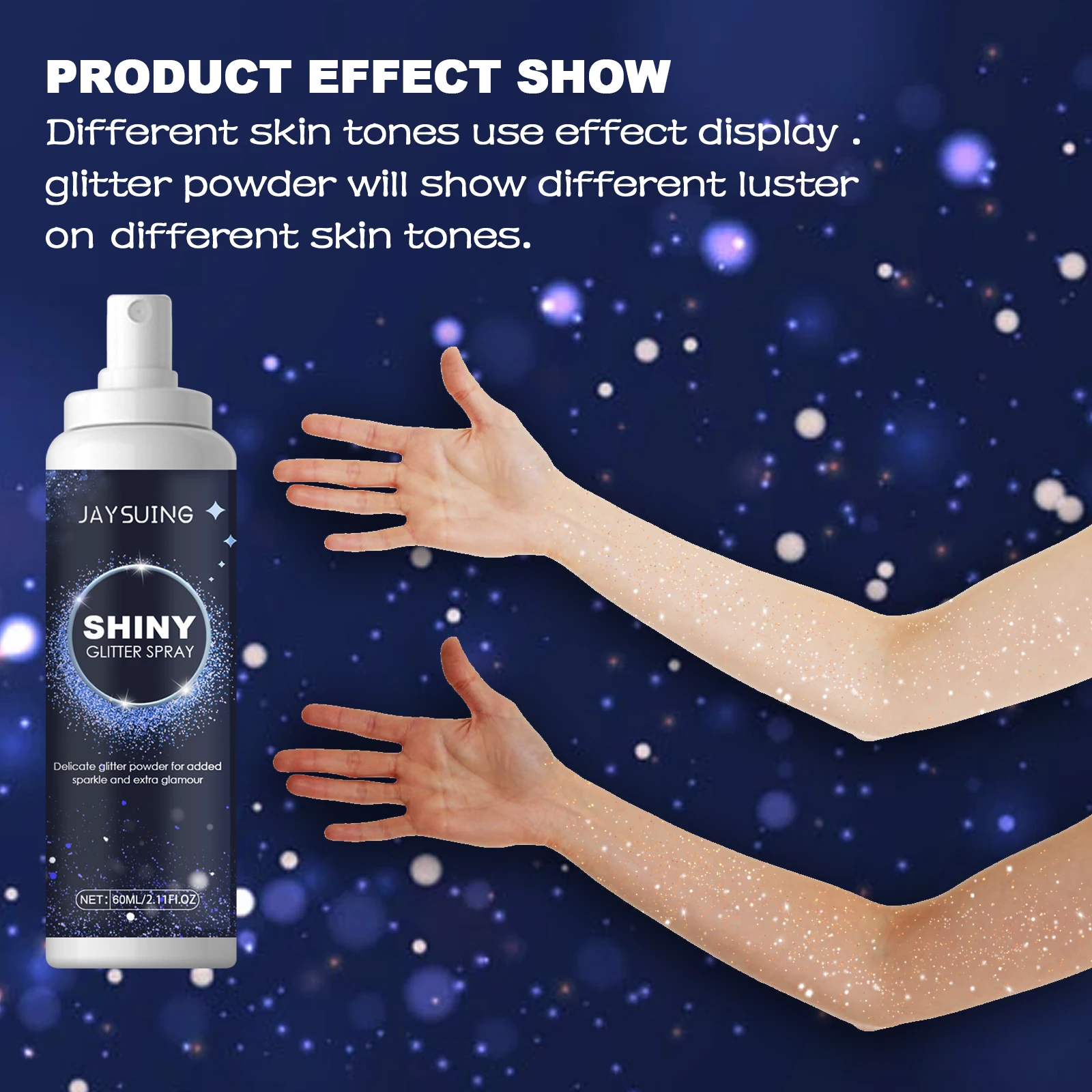 Jaysuing Shiny Glitter Spray Body Hair Clothes Highlighter Powder Waterproof Long Lasting Holographic Powder Makeup Product 2