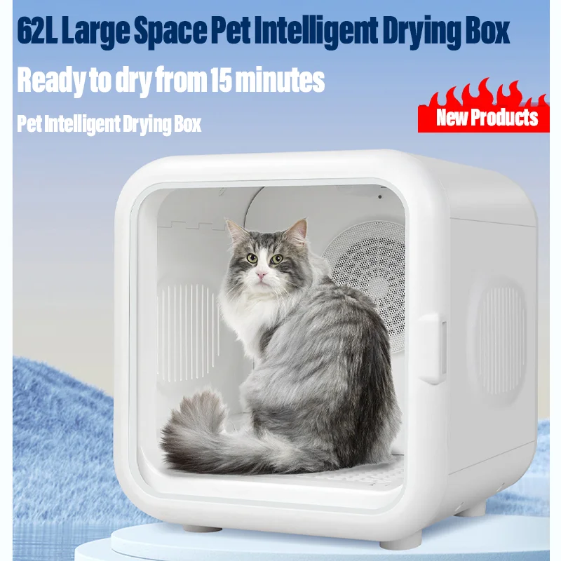 

New Automatic Pet Dryer Box Automatic Pet Dryer for Cats and Small Dogs Pet Hair Dryer Intelligent Drying 360° Grooming