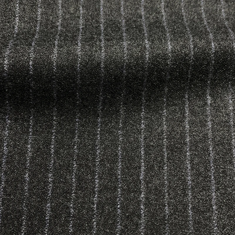 Spring Luxury 100% Wool Warm Charcoal Pure Wool Flannel Suits Tailor Made Suits Dark Gray Striped Suits Custom Made Suits
