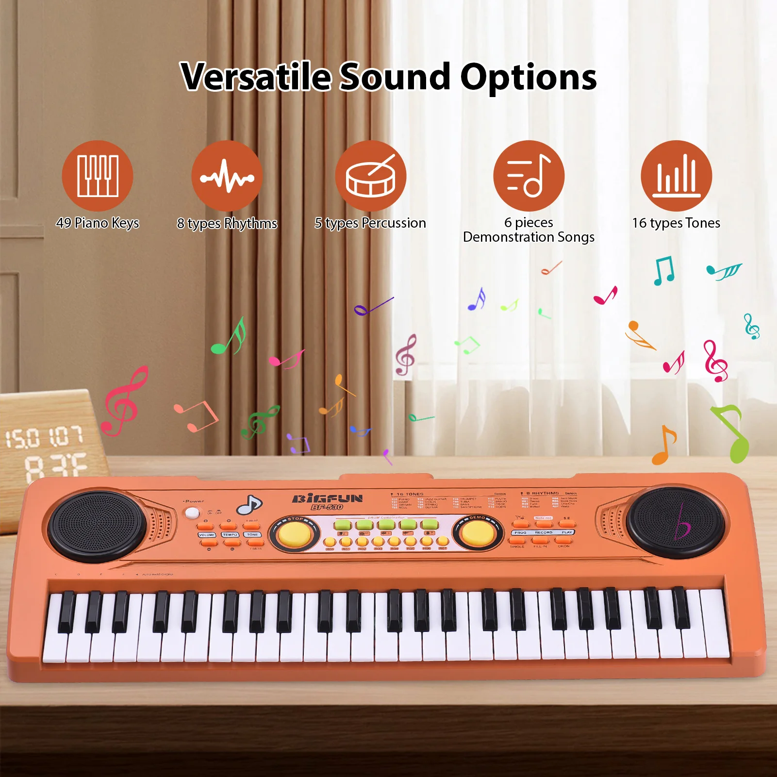 Keyboards Piano 49 Key Portable Electronic Keyboard Piano 16 Tones 8Rhythms 5 Percussion 6 Demos Speaker Musical Instrument