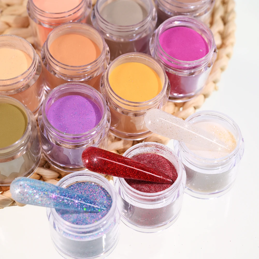 12colors/set Acrylic Powder 3in1Extendion/Dipping/Carving Scultpure Crystal Powder Nail Art Polymer Builder Manicure Dust 3