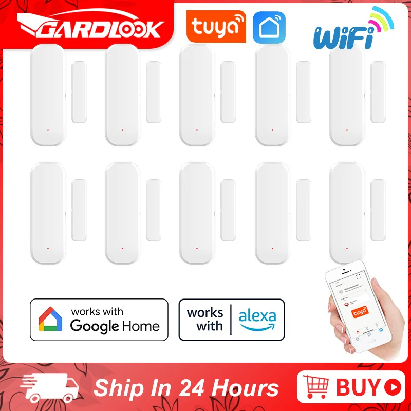 Tuya WiFi Window Door Sensor Smart Home Alarm System Kit Low Power Consumption Door Open