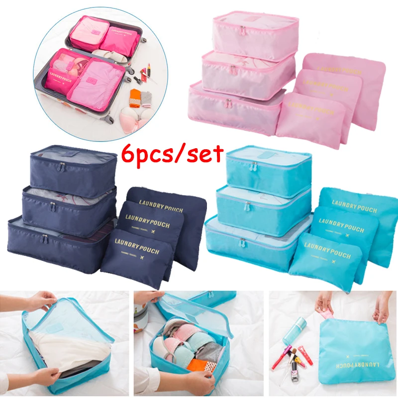 Travel Six Piece Storage Bag Set Travel Luggage Sorting Bag Clothing  Sorting Bag Storage Bag Shoe Clothes Luggage Organizer Bags - AliExpress