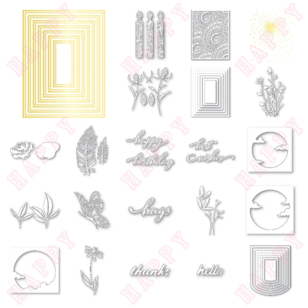 

Новые металлические пресс-формы Горячая фольга цветок глоссарий бабочка дневник ремесло гравировка ручной работы тиснение шаблон