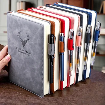 Quaderno in pelle A5 da 200 pagine con copertina in pelle, copertina morbida personalizzata e segnalibro, perfetto per affari, riunioni
