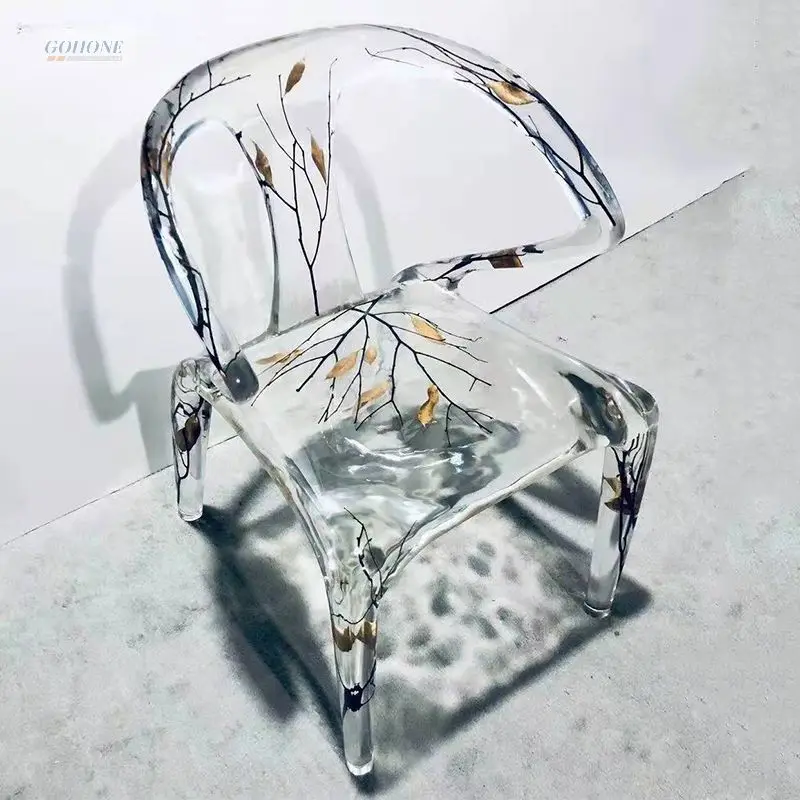 Hotel Project Furniture Living Room Blue Ocean Resin Coffee Table Table Transparent round Decoration