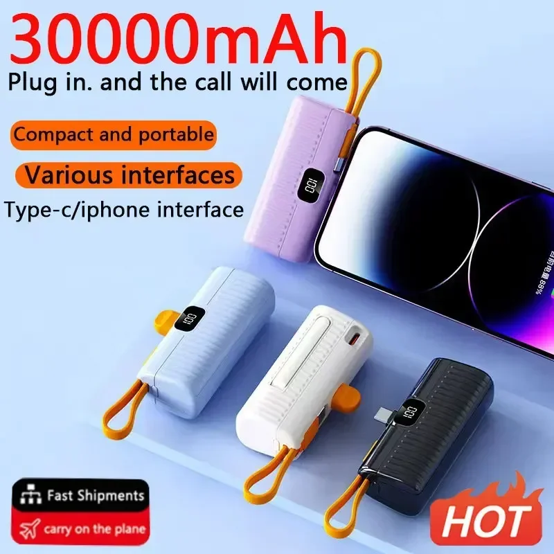 30000mAh Wireless Power Bank Mini High Capacity Fast Charging Mobile Power Supply Emergency External Battery For iPhone Type-C