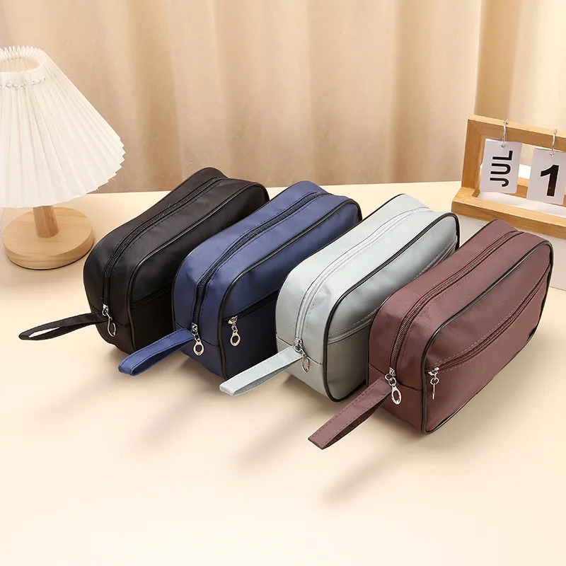 Travel Mens Toiletry Bag Cosmetic Zipper Case Waterproof Male Makeup Bag Beauty Wash Pouch PU Leather Large Makeup Storage Bag