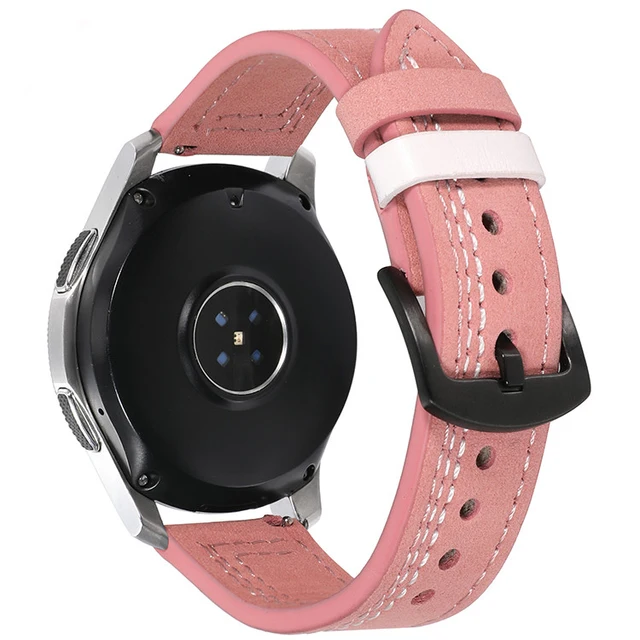 20Leather band for Samsung Galaxy watch 4/classic/Active 2 46mm/42mm/40mm/44mm for bracelet Amazfit GTS 2/3/mini 20mm 22mm strap Pink 4