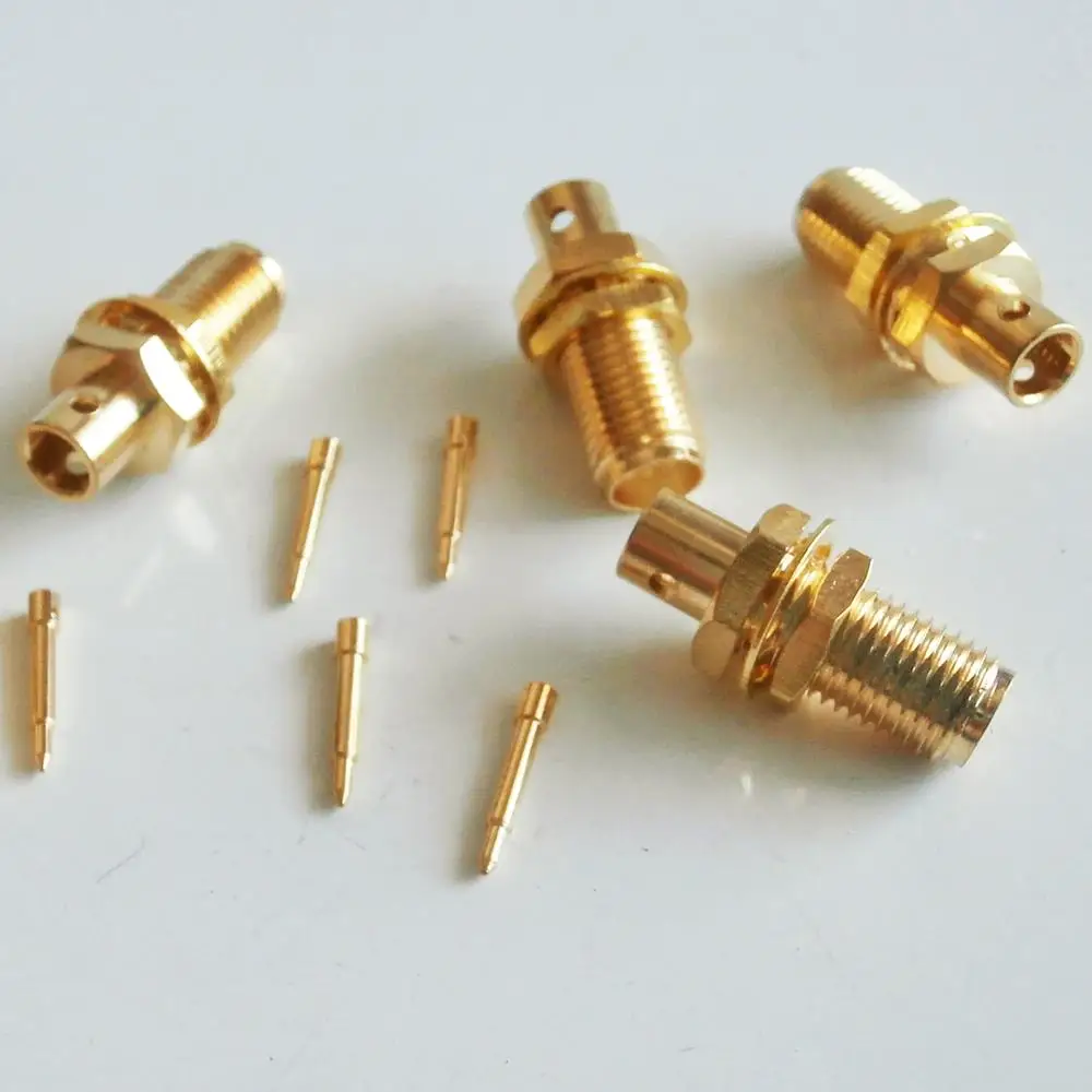 

10X Pcs RF Connector RP-SMA RPSMA Female jack O-ring Bulkhead Panel Nut Solder semi-rigid RG402 0.141" cable With 2 hole Coax