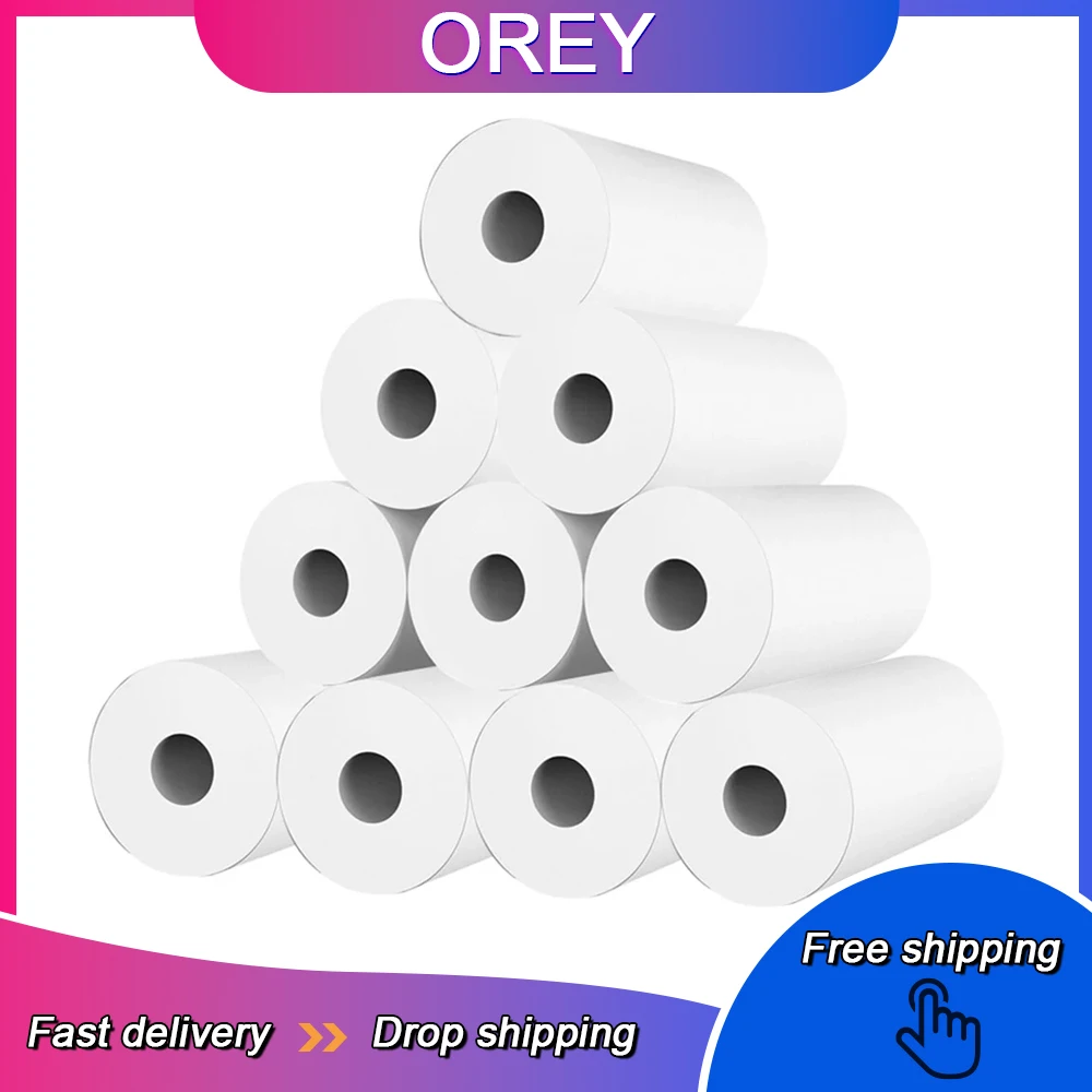 10 롤/로트 57*25mm 감열지 흰색 어린이 카메라 인스턴트 인쇄 어린이 카메라 인쇄 용지 교체 액세서리 부품