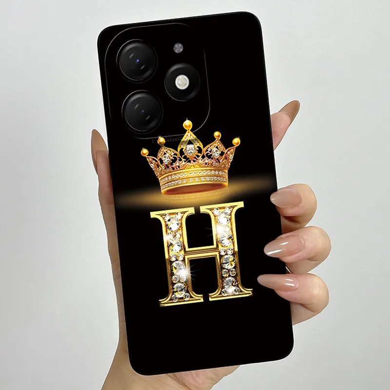 Crown Letter Silicone Soft Phone Case with Camera Protection and Back Cover Bumper