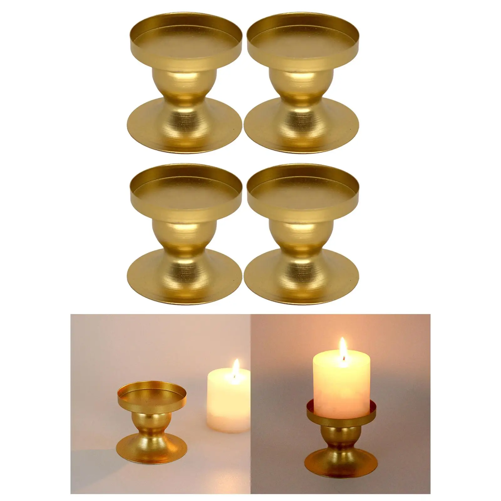 4 Pieces Candle Holder Pillar Candle Tray 2.4inch Tall for Housewarming Gift
