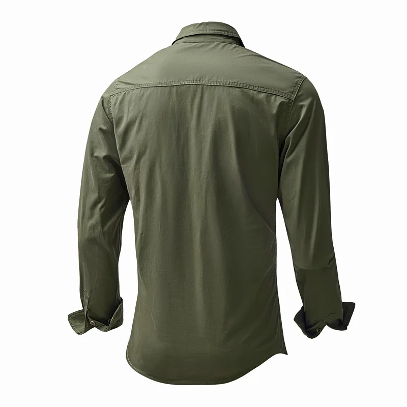 Men's Cargo Shirt Spring Autumn Tactical Work Long Sleeve Shirt Tops Outdoor Casual Multi-pocket Outwear Camp Hiking Coats