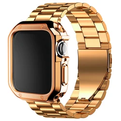 Sleek Stainless Steel Watch Strap with Soft TPU Protective Case - 41mm (Rose gold rose gold)