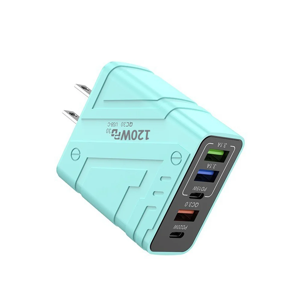 USB C Charger 120W PD QC3.0 USB Fast Charger Mobile Phone Multi Ports Quick Wall Charger EU/US Plug For iPhone 17 Xiaomi Huawei