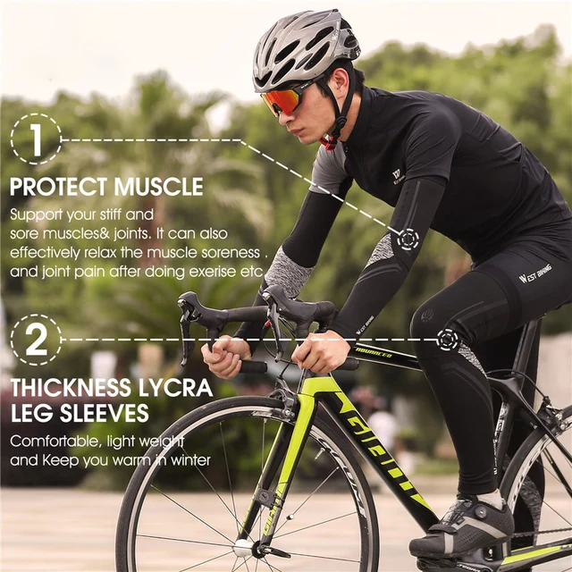 WEST BIKING Warm Windproof Bicycle Leg Warmers Men Women MTB Cycling Running Basketball Compression Leggings Thermal Sport Gear 2