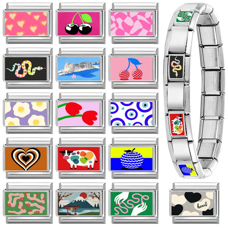 Italian Fashion Charm Links Bracelet Diy Stainless Steel Accessories