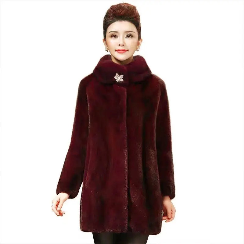 The Whole Mink Mink Warm Mao Mao Coat 2024 Winter New Fashion Ladies Imitation Mink Velvet Temperament Long Imitation Fur Coat.