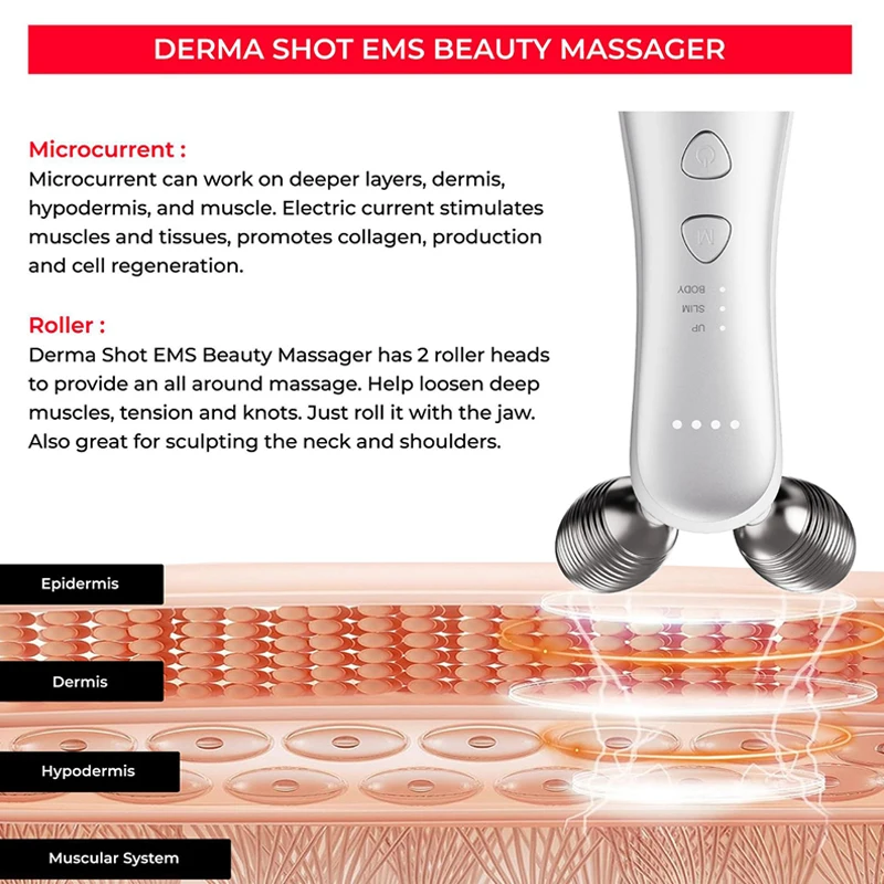 Electric Facial Massager Micro-current Beauty Face Lift Roller Massager Double Chin Thin Skin Tighten Massage Beauty Devices