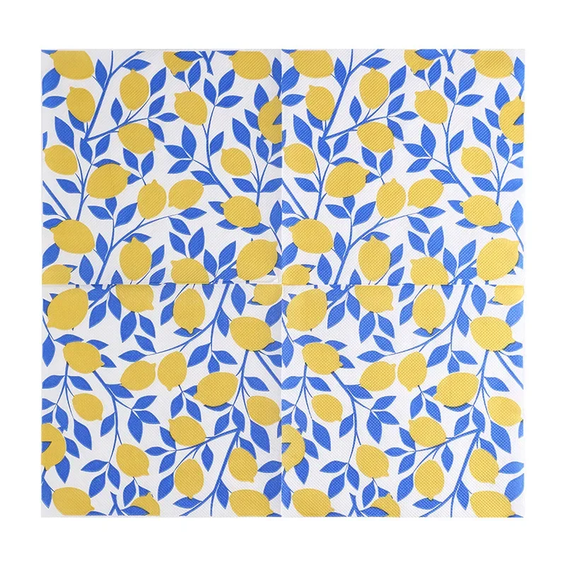 20pcs Dessert Shop Placemats Summer Lemon Party Print Disposable Home Use Placemat Paper Holiday Ambience Decoration Paper