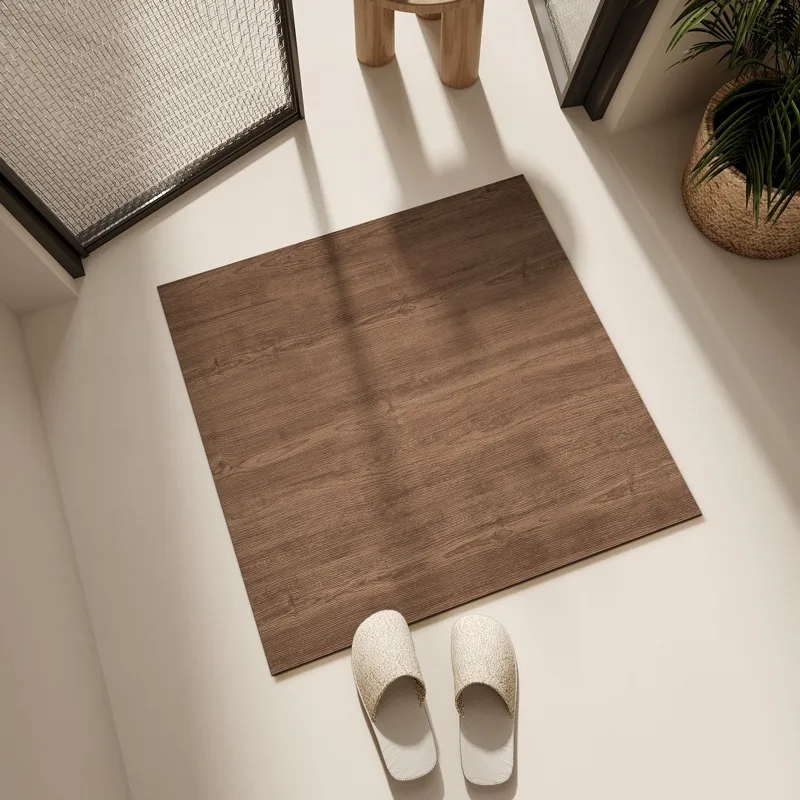 Bathroom Carpet Non-slip Water Absorption Rug Diatom Mud Imitation Wood Grain Pattern Square Mat Kitchen Home Decoration Mats