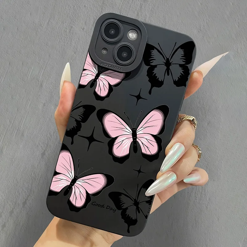 Elegant Black Butterfly Pattern Phone Case Cover