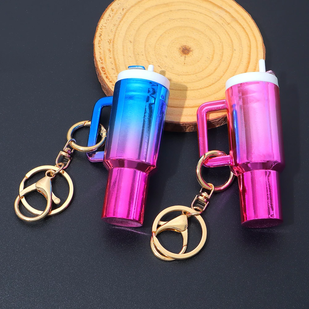 Mini Cup Keychain Cute Tumbler Key Ring Chapstick Holder - Main Image