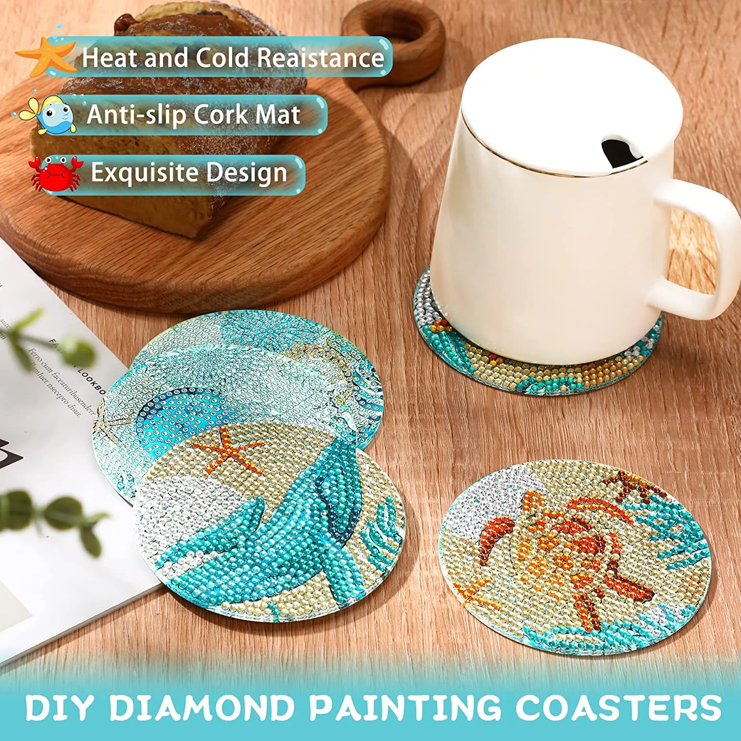 Kit De 3 Sous-verres En Mosaïque DIY – Formes Ronde, Carrée, Hexagonale – Activité Créative Parent-enfant – Dès 6 Ans