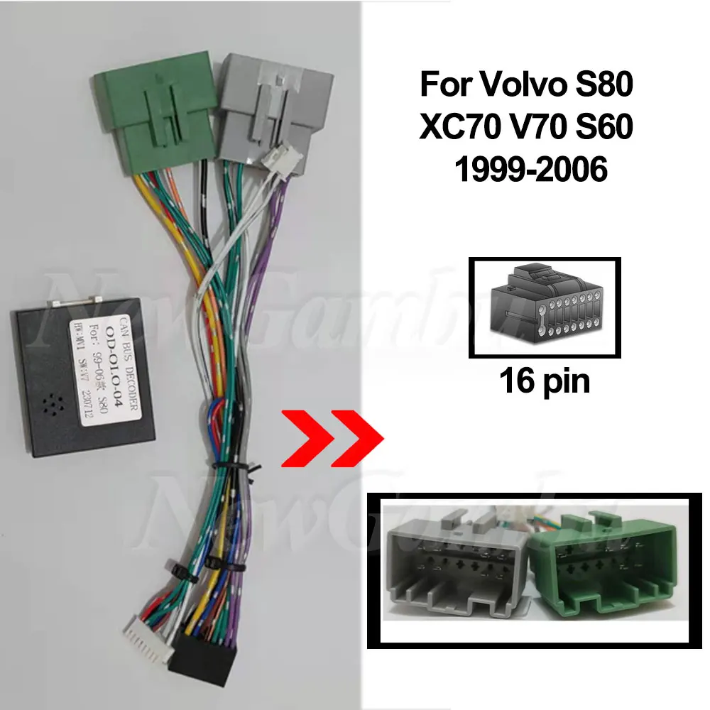 Car Wiring Harness Android Power Cable For Volvo S80 XC70 V70 S60 1999-2006 Cable OR CANBUS OR CABLE AND CANBUS