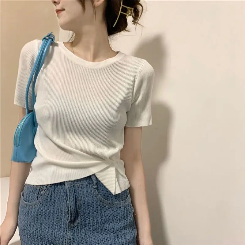 

Summer Solid O Neck Streetwear T Shirts Women Fashion Ladies Basic Casual Tops Female Tee Harajuku Clothes