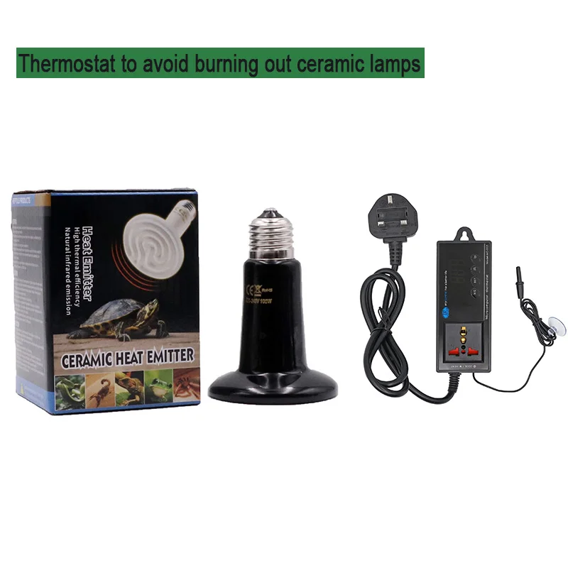 

E27 Pet Heating Lamp with Thermostat for Turtle Snake Lizard Infrared Ceramic Emitter Heat Reptile Lamptemperature Control