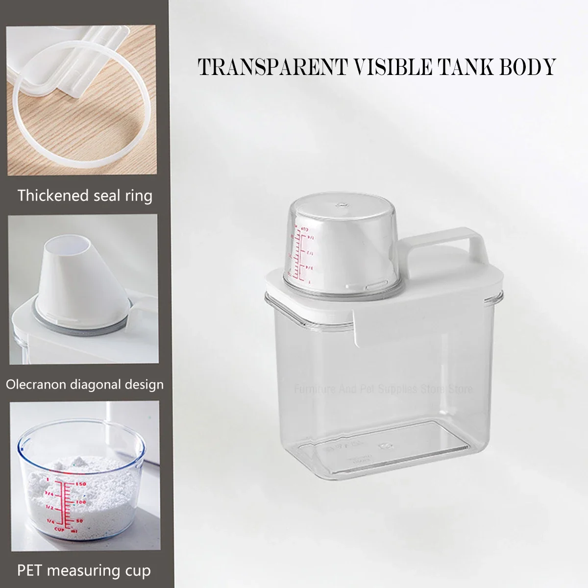2300Ml Airtight Laundry Detergent Powder Storage Box Container Lids Grain Storage Jar Bleach Container Labels