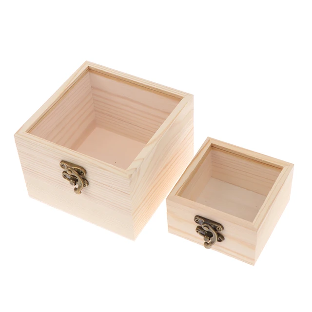 Boîte de rangement en bois uni avec couvercle, boîtes artisanales carrées  multifonctions à charnière pour le stockage de bijoux, boîtes artisanales  de décoration - AliExpress