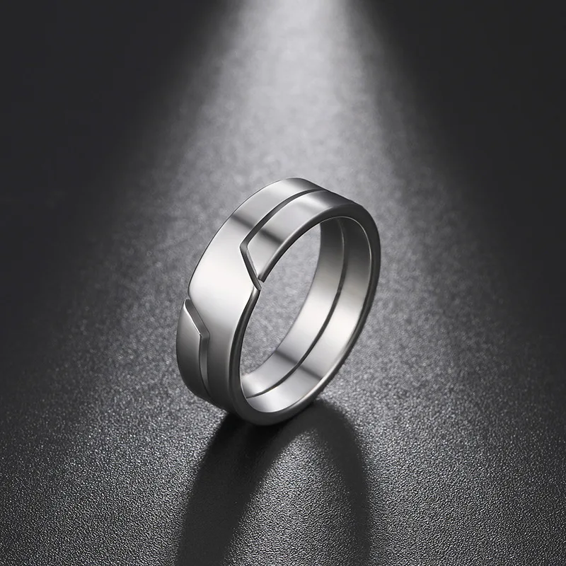 1 piece stainless steel hollow vacuum plated couple ring jewelry