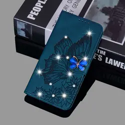 Sparkling Butterfly 3D Leather Flip Wallet Case - iPhone 14 (Blue)